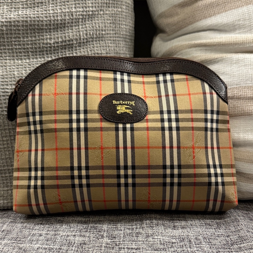 Burberry Beige and Brown Check Toiletry Bag